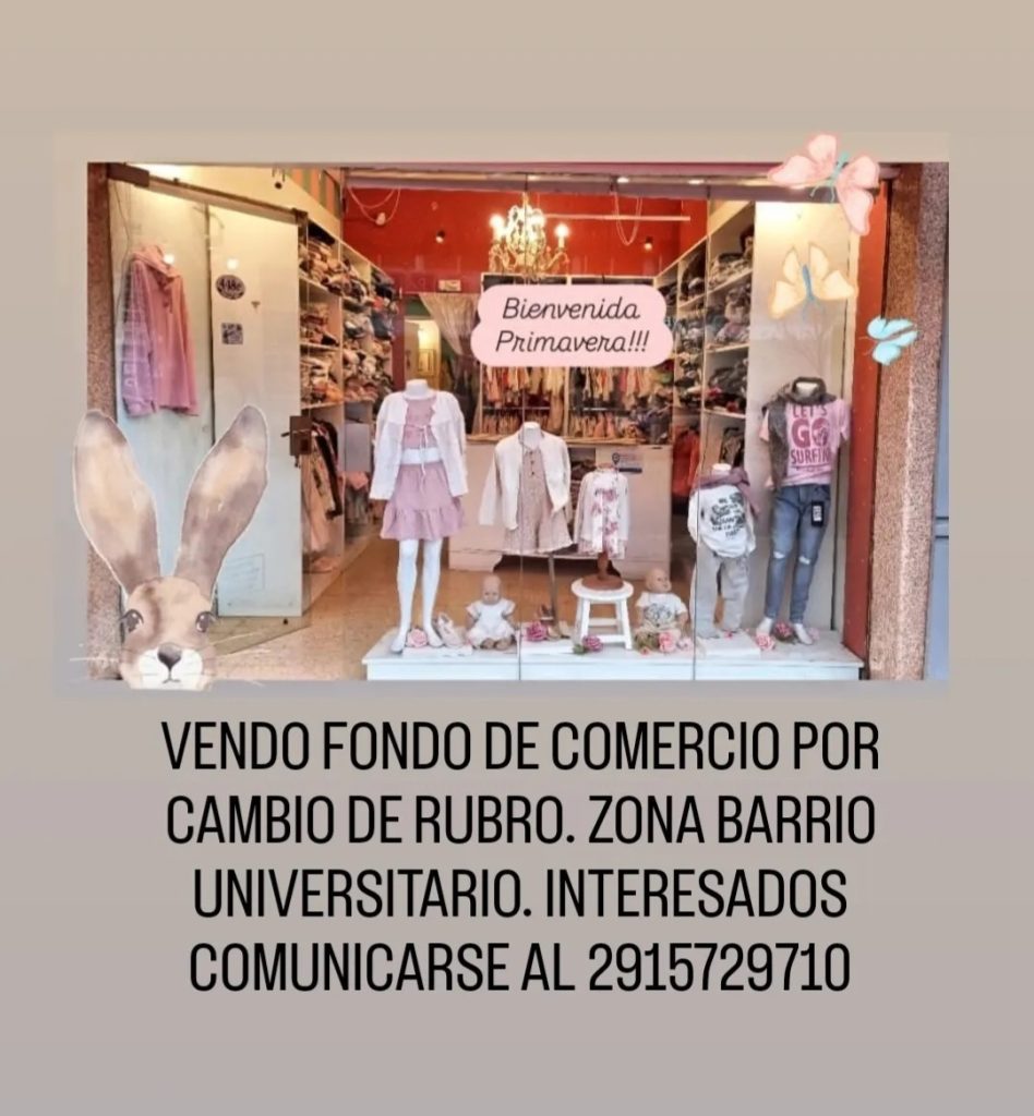 VENDO FONDO DE COMERCIO LOCAL DE NIÑOS